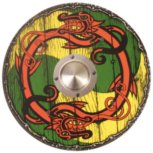 Víkingaskjöldur með mynd af ormum