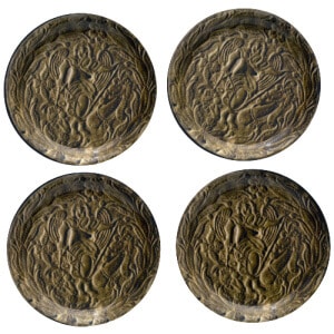 Glasamottur úr birki – látúnsþynna af hellusöðli.