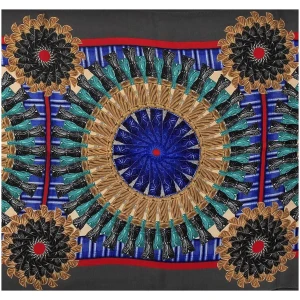 Silkiklútur, með mynstri gert úr skúfhólkum